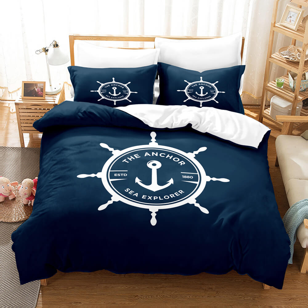 Marine Anchor Bedding Set Quilt Cover Room Decoration