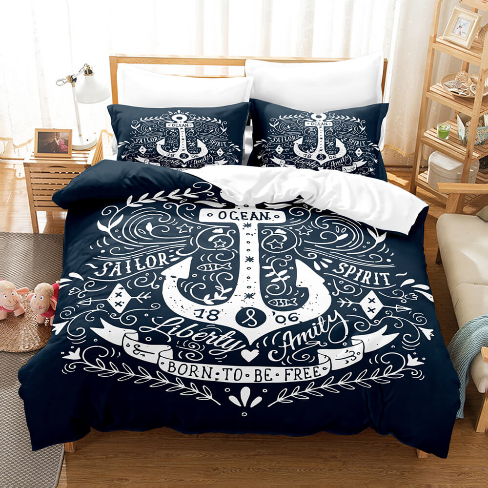 Marine Anchor Bedding Set Quilt Cover Room Decoration