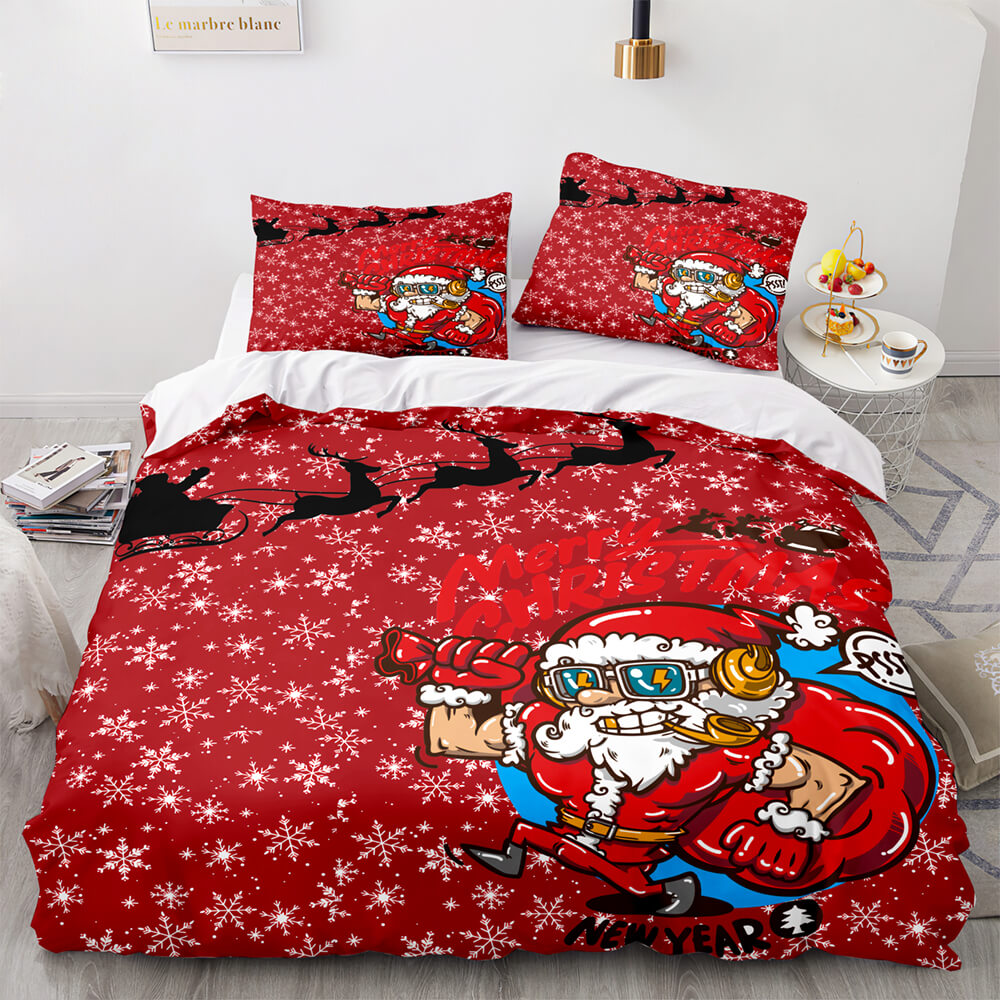 Juegos de cama con estampado navideño, funda de edredón, decoración de habitación