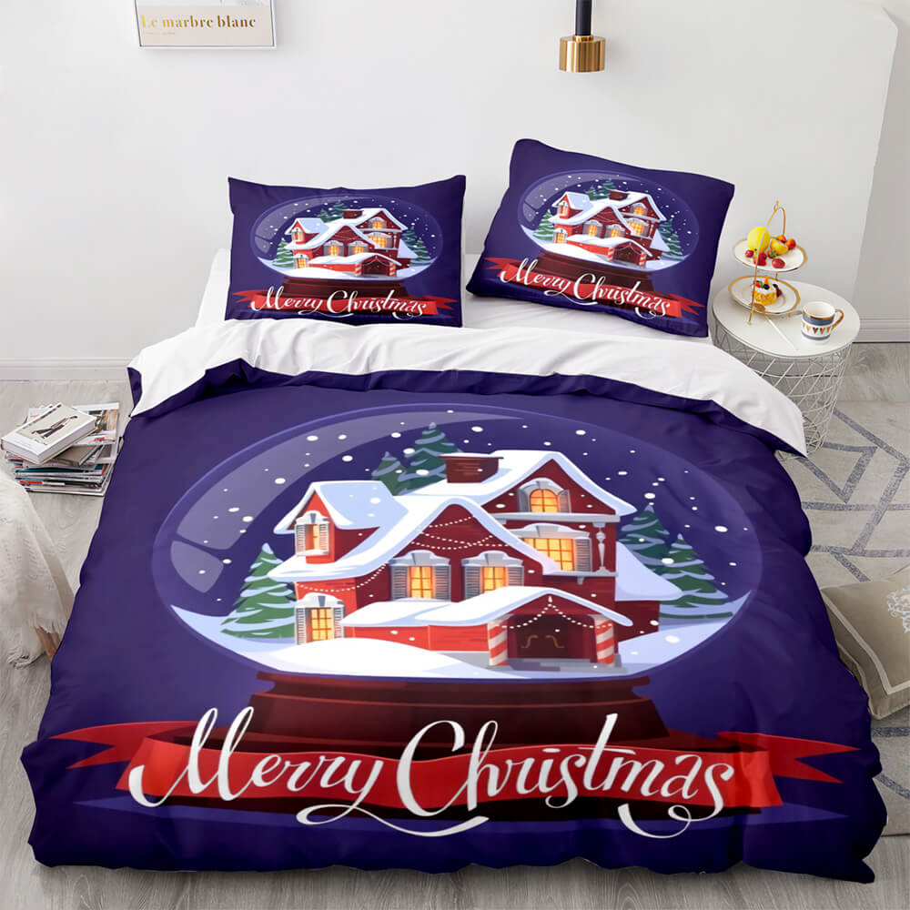 Merry Christmas Pattern Bedding Sets Quilt Cover Room Decoration