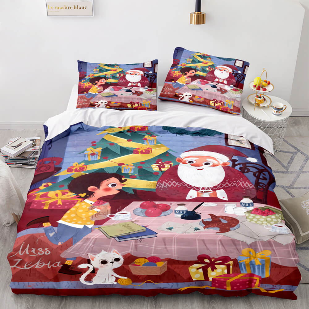 Merry Christmas Pattern Bedding Sets Quilt Cover Room Decoration