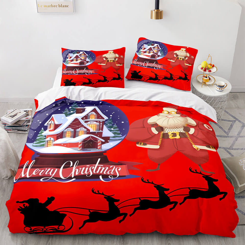 Juegos de cama con estampado navideño, funda de edredón, decoración de habitación
