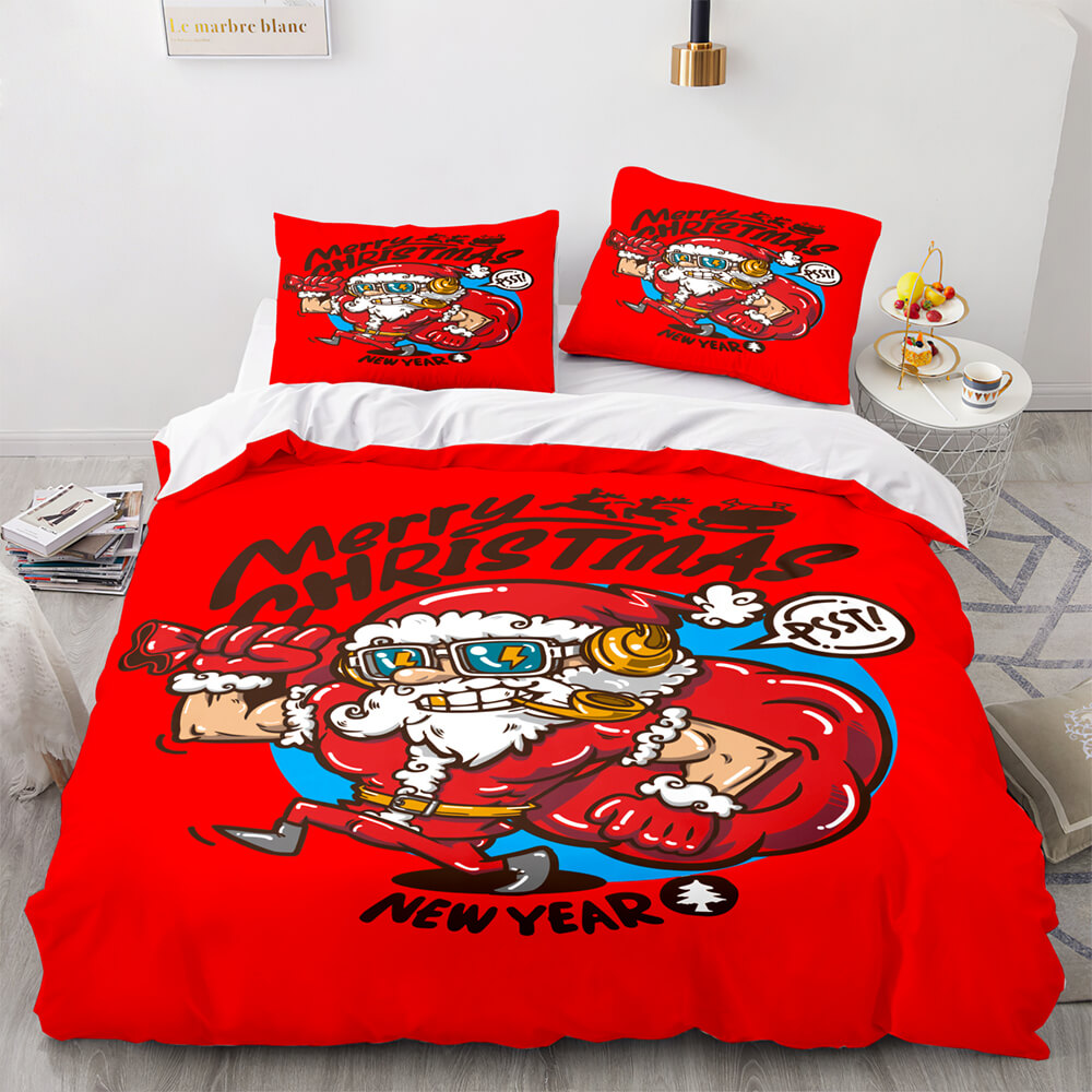 Juegos de cama con estampado navideño, funda de edredón, decoración de habitación