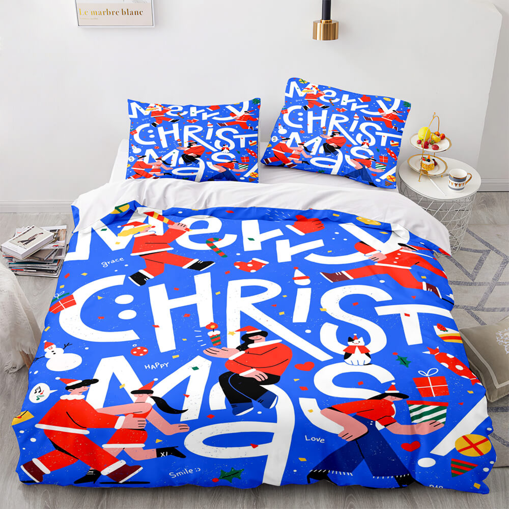 Merry Christmas Pattern Bedding Sets Quilt Cover Room Decoration