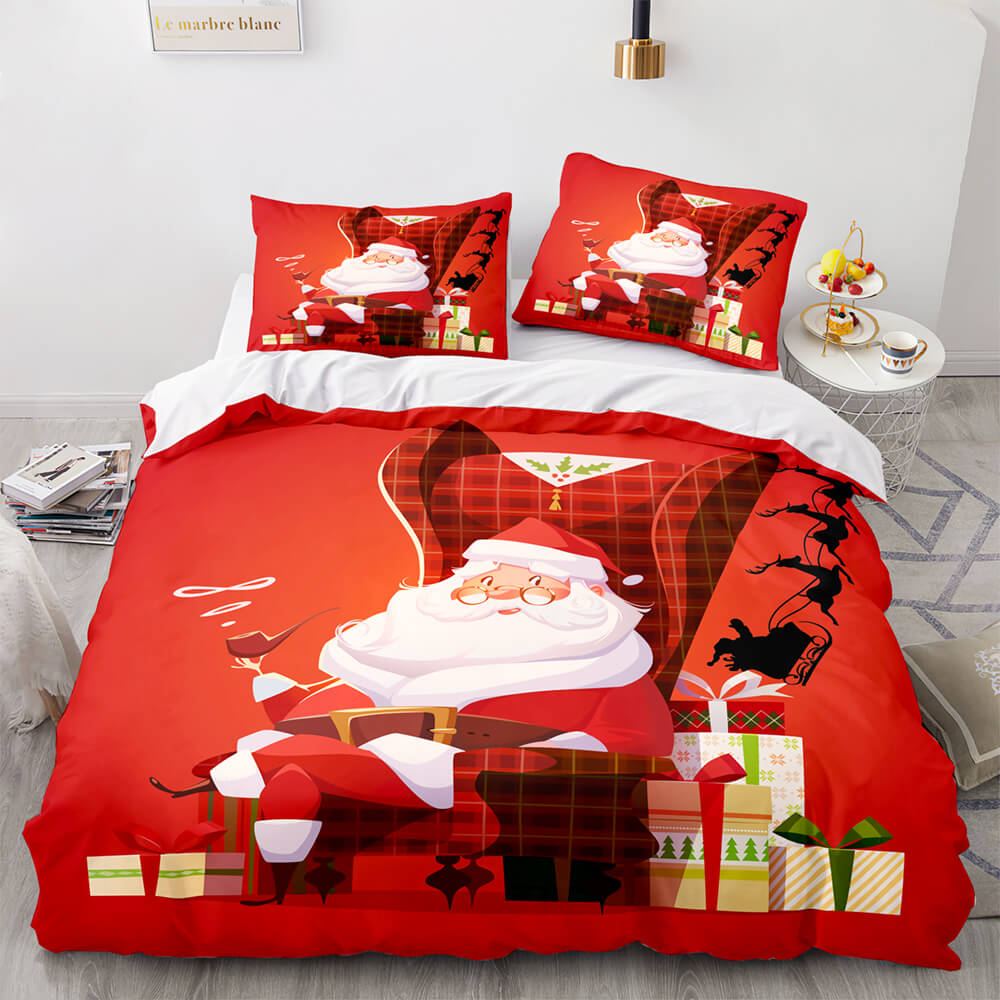 Juegos de cama con estampado navideño, funda de edredón, decoración de habitación
