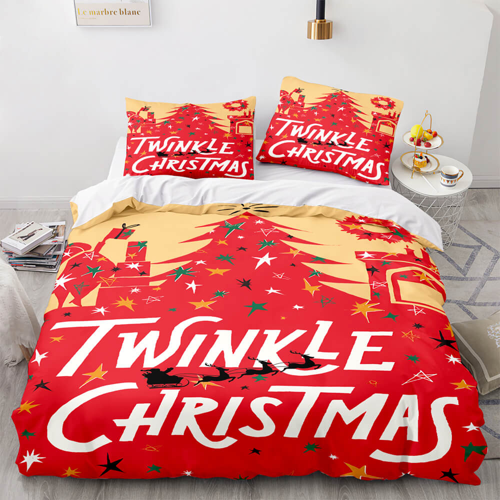 Merry Christmas Pattern Bedding Sets Quilt Cover Room Decoration