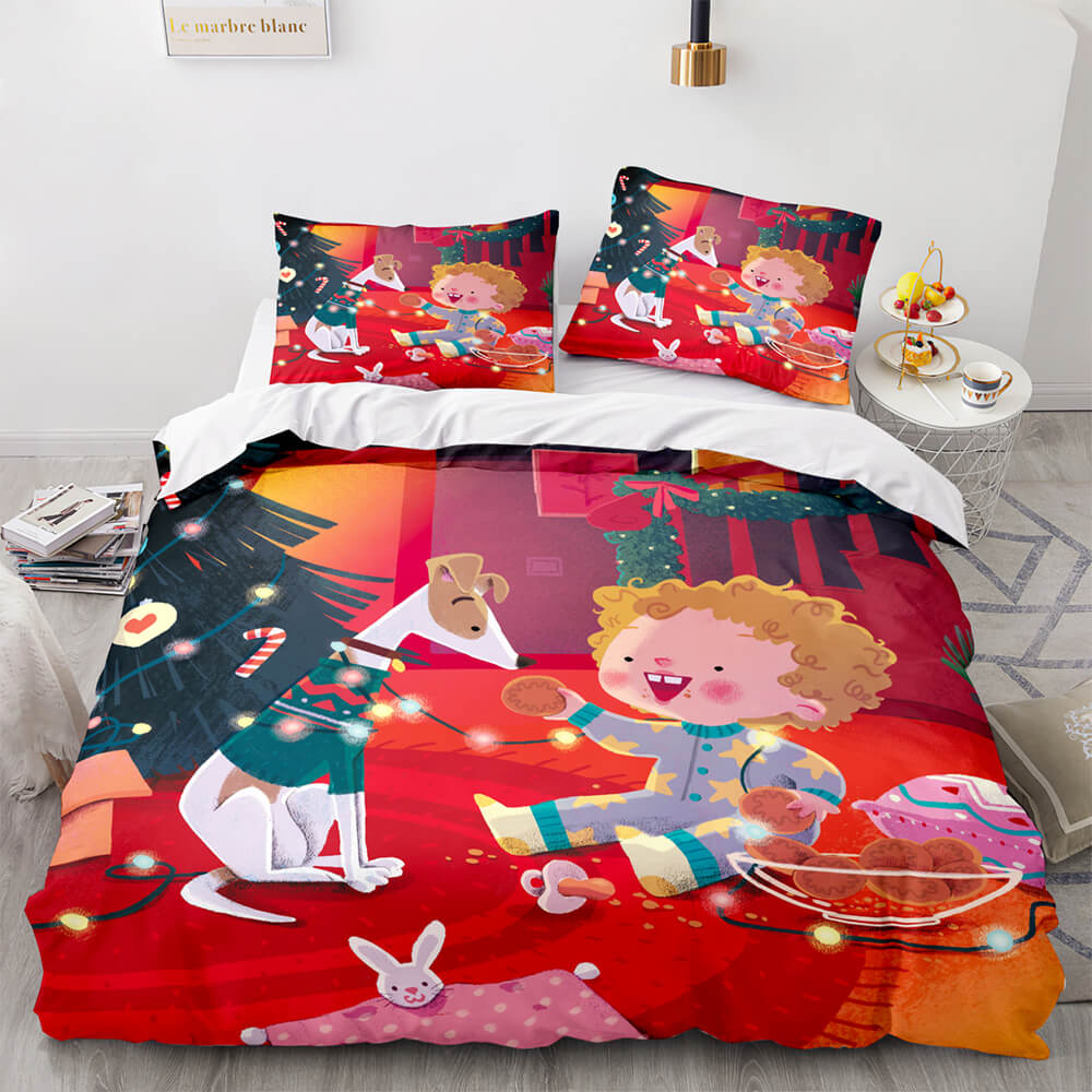 Merry Christmas Pattern Bedding Sets Quilt Cover Room Decoration