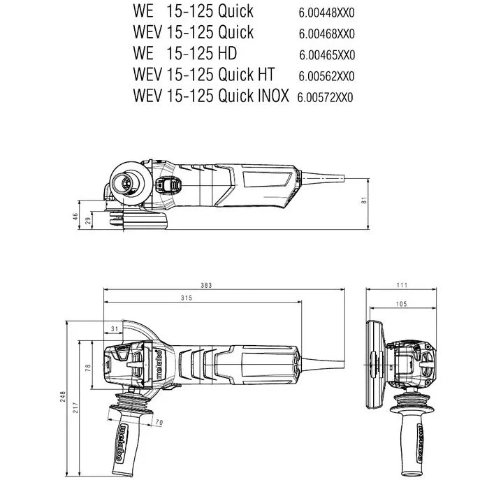 Amoladora angular rápida Metabo 600468420 WEV 15-125