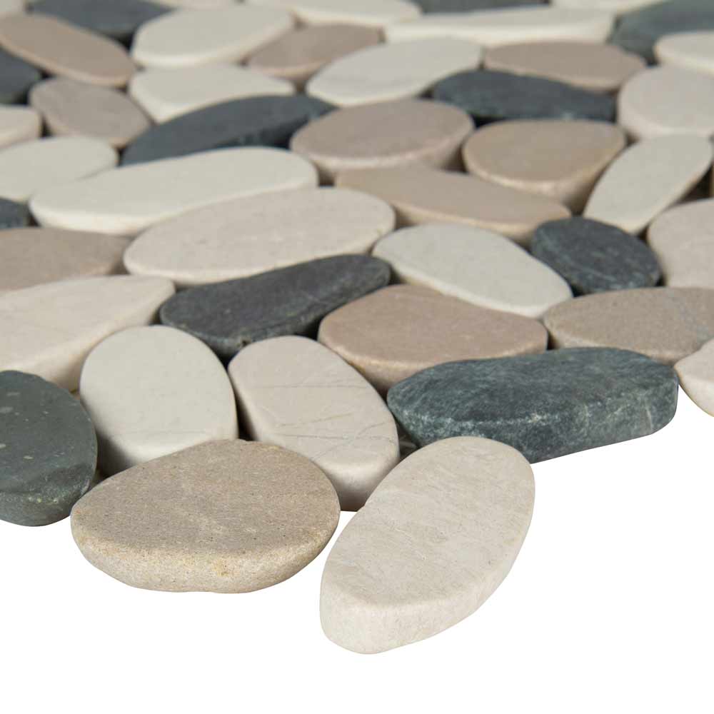 Mosaico de mármol envejecido Metropolitan Pebble de 30 x 30 cm, montado en malla - Colección MSI