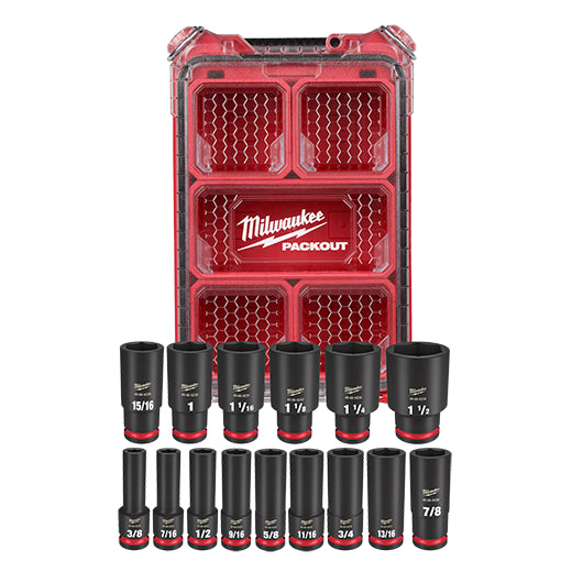 Milwaukee 49-66-6802 Juego de 15 piezas de dados de impacto SHOCKWAVE Impact Duty™ de 1/2" con mango SAE