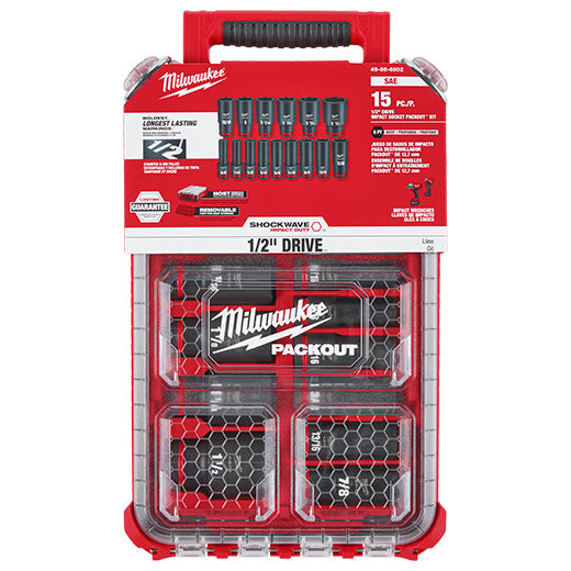 Milwaukee 49-66-6802 Juego de 15 piezas de dados de impacto SHOCKWAVE Impact Duty™ de 1/2
