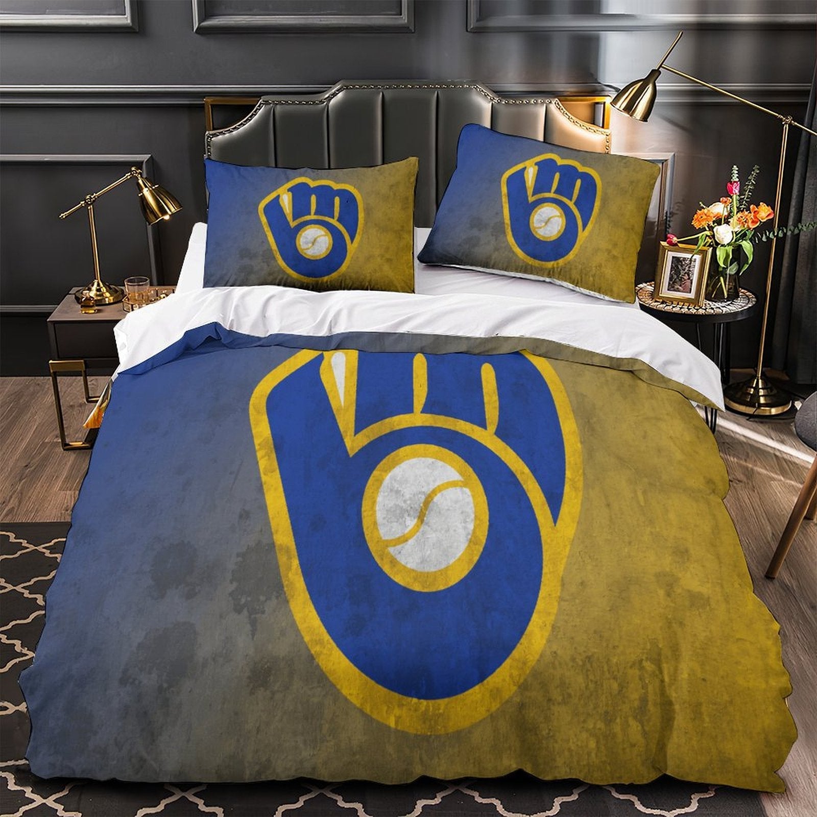 Juego de ropa de cama de los Milwaukee Brewers con funda de edredón y relleno