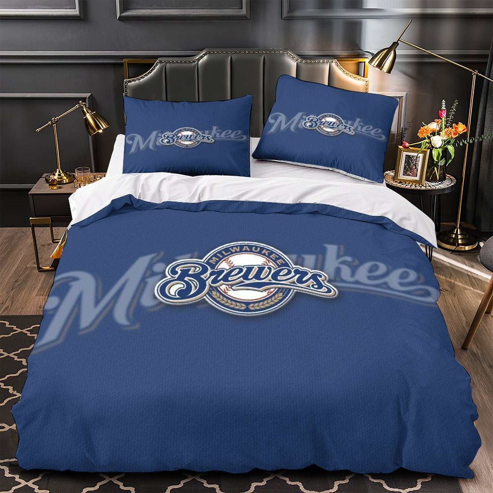 Juego de ropa de cama de los Milwaukee Brewers con funda de edredón y relleno