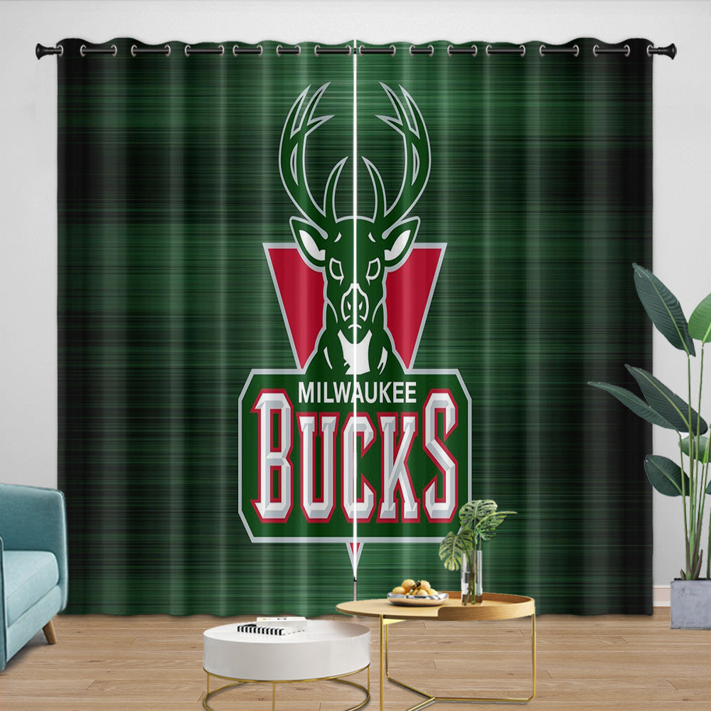 Milwaukee Bucks Curtains Blackout Window Drapes Room Decoration