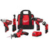Kit combinado inalámbrico Milwaukee 2498-25 M12 de iones de litio de 12 voltios (5 herramientas) con (2) baterías de 1,5 Ah, cargador y bolsa de herramientas