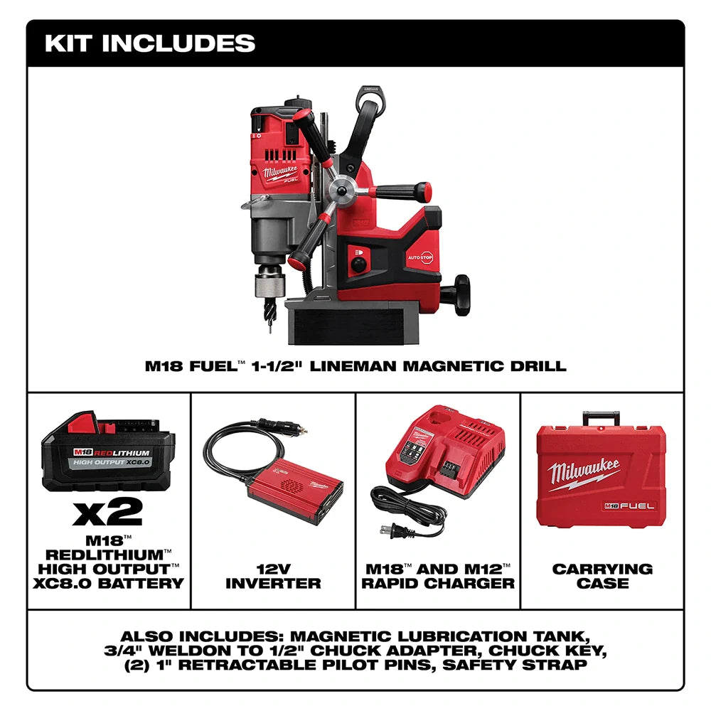 Milwaukee 2788-22HD M18 FUEL™ 1-1/2" Lineman Magnetic Drill High Demand™ Kit