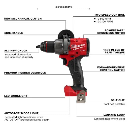 Taladro/destornillador Milwaukee 2903-20 M18 FUEL™ de 1/2" (solo herramienta)