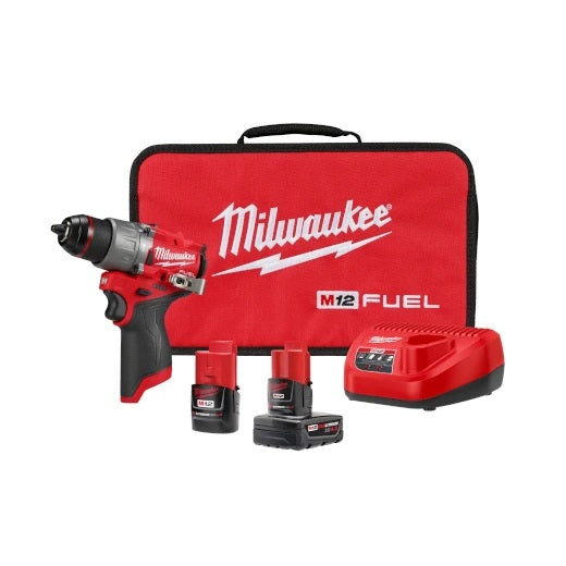 Kit de taladro percutor/atornillador Milwaukee 3404-22 M12 FUEL™ de 1/2"