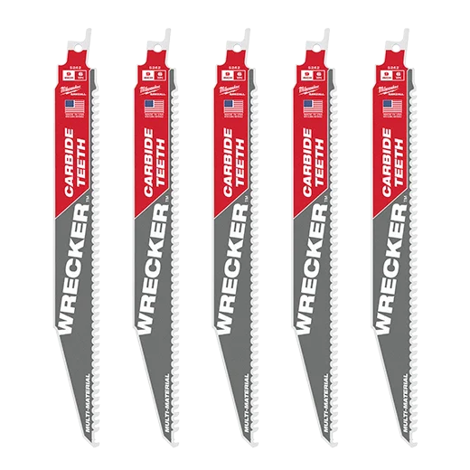 Milwaukee 48-00-5542 9" 6 TPI THE WRECKER™ con dientes de carburo Hoja SAWZALL® Paquete de 5