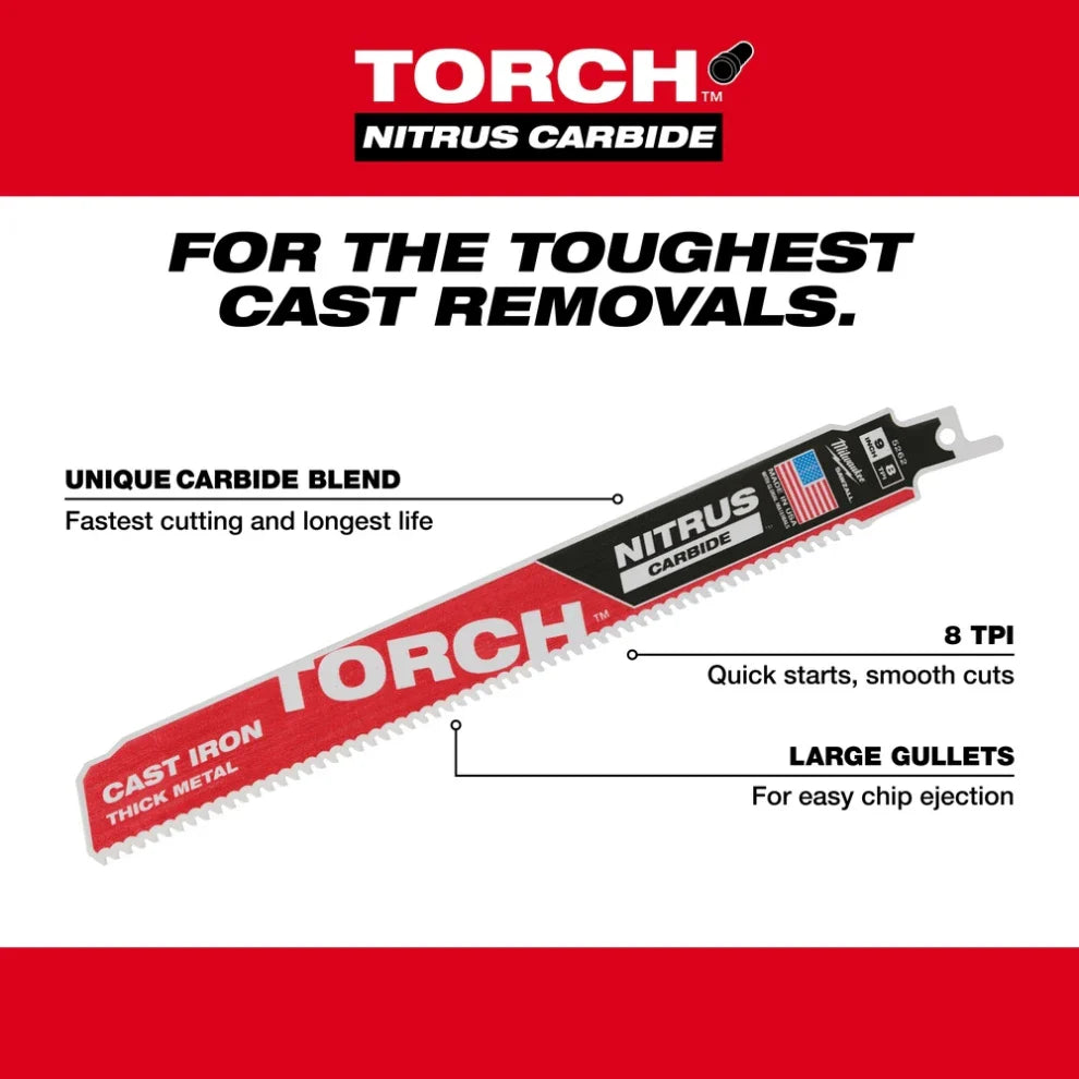 Milwaukee 48-00-5562 9" 7TPI La antorcha para HIERRO FUNDIDO con CARBURO DE NITRO 5PK