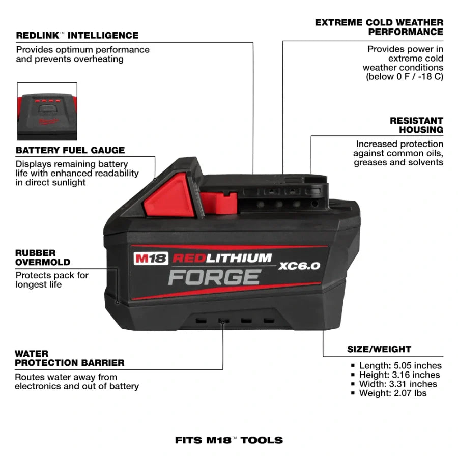 Paquete de baterías Milwaukee 48-11-1861 M18™ REDLITHIUM™ FORGE™ XC6.0 