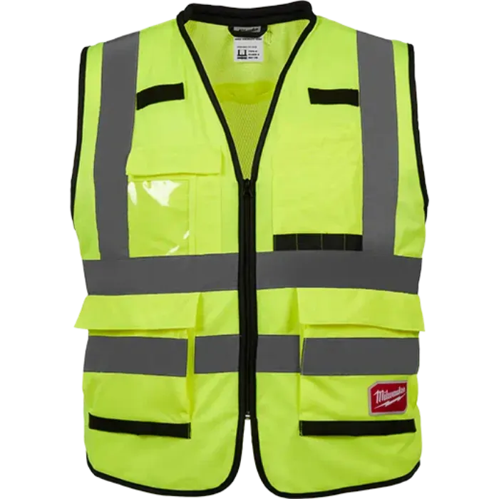 Chaleco de seguridad de alto rendimiento de color amarillo de alta visibilidad clase 2 de Milwaukee