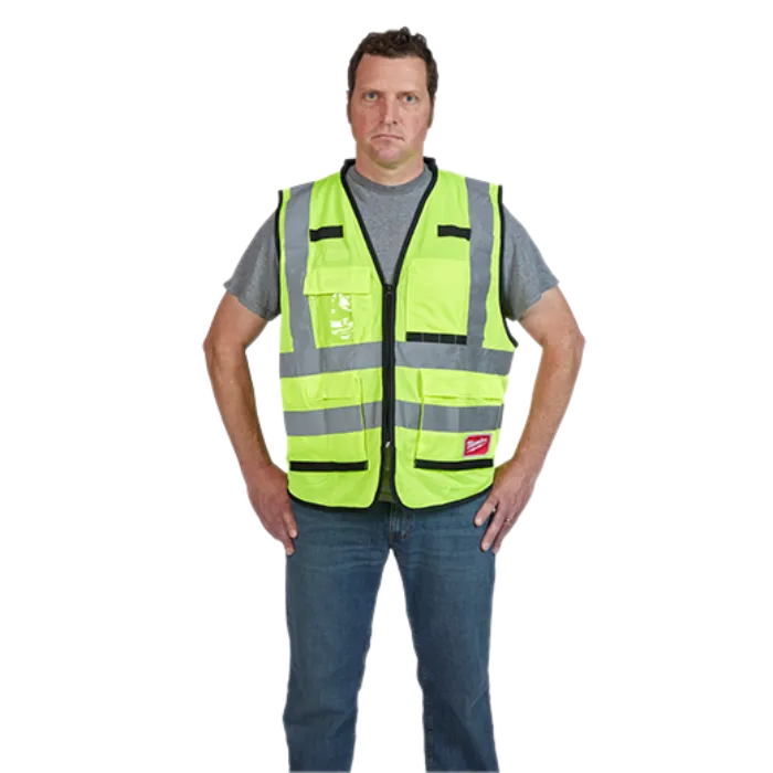 Chaleco de seguridad de alto rendimiento de color amarillo de alta visibilidad clase 2 de Milwaukee