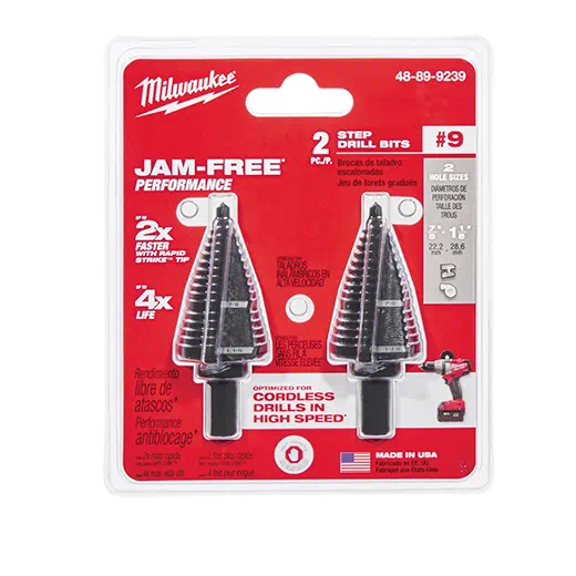 Juego de brocas escalonadas Milwaukee 48-89-9239 n.° 9 de 7/8" y 1-1/8", 2 piezas