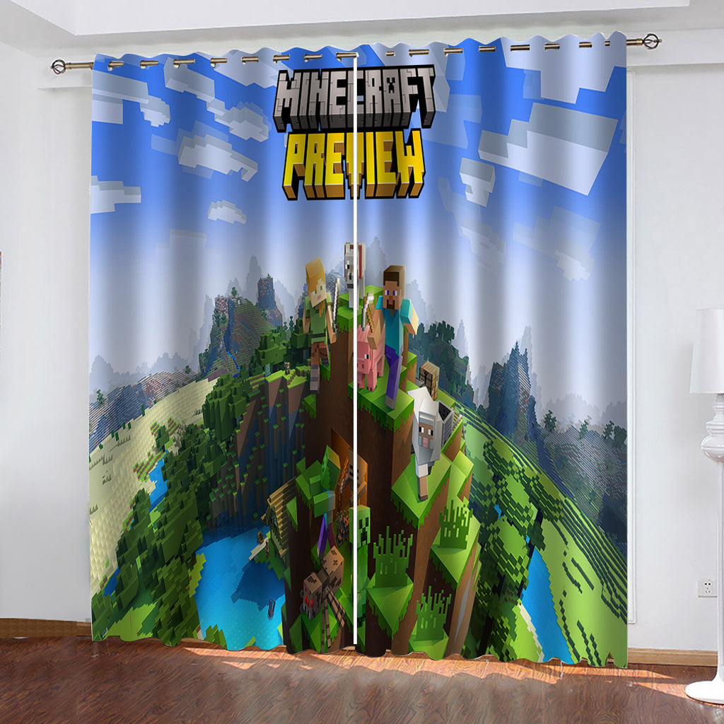 Minecraft Curtains Blackout Window Treatments Drapes for Room Decoration