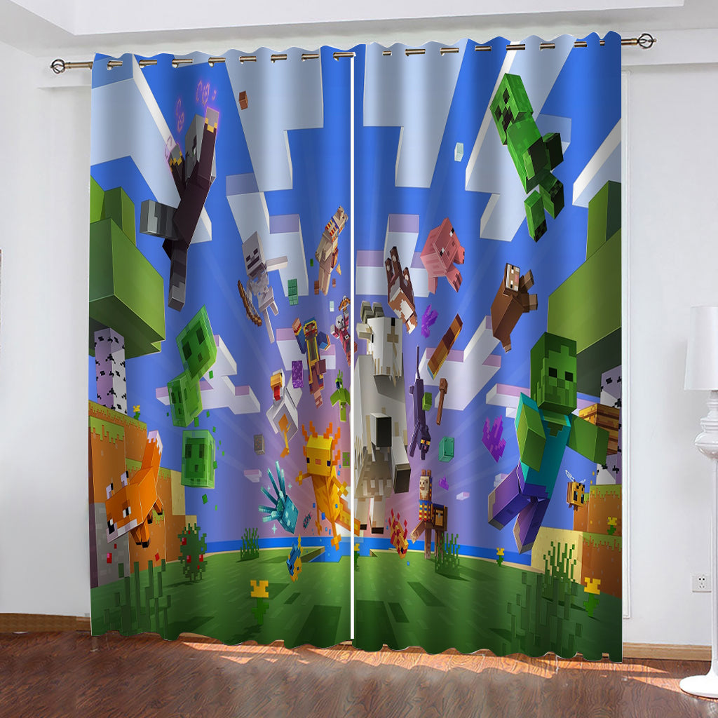 Minecraft Curtains Blackout Window Treatments Drapes for Room Decoration