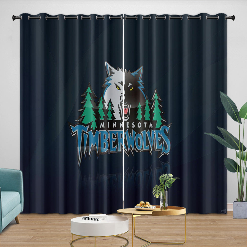 Minnesota Timberwolves Curtains Blackout Window Drapes Room Decoration