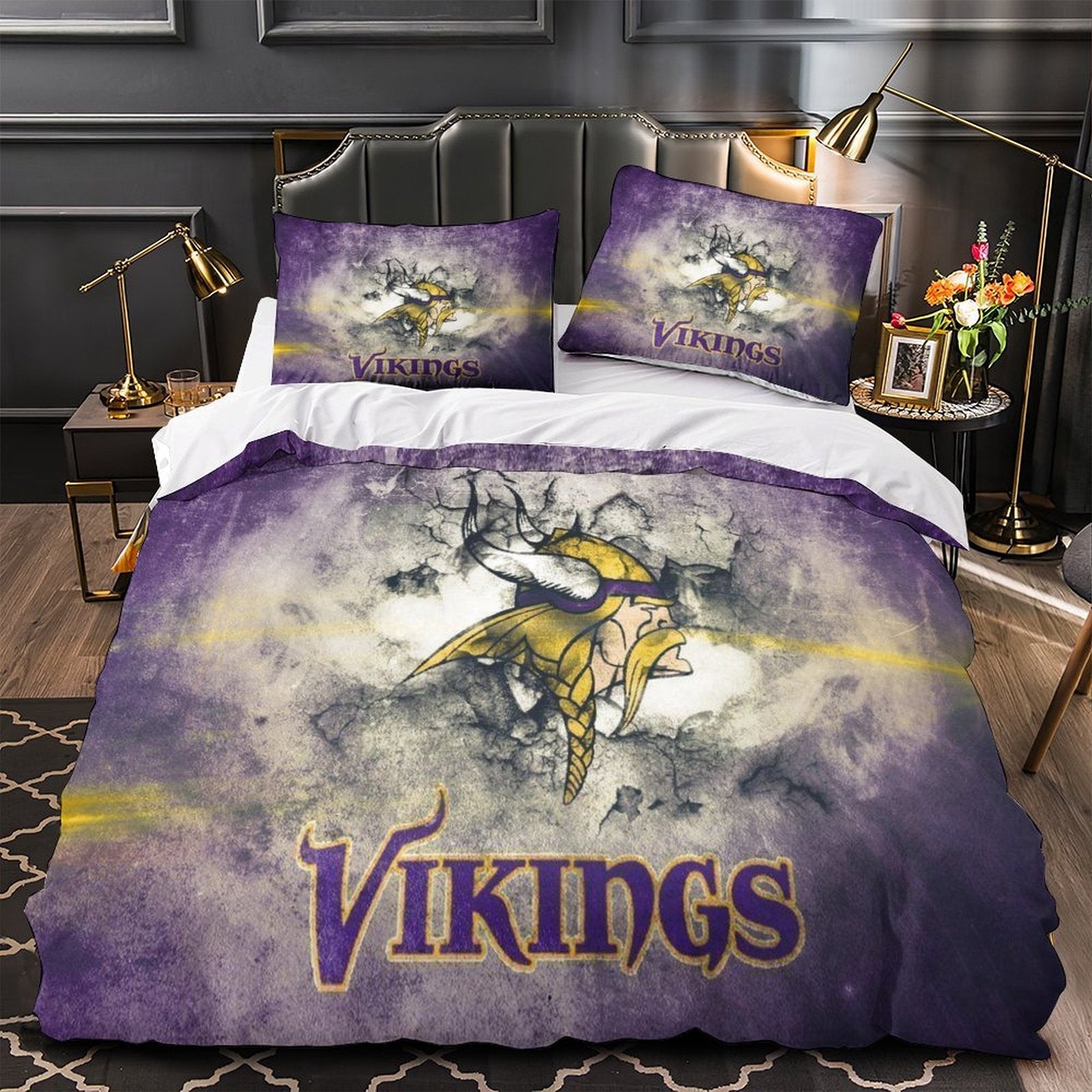 Juego de cama de los Minnesota Vikings, funda de edredón sin relleno