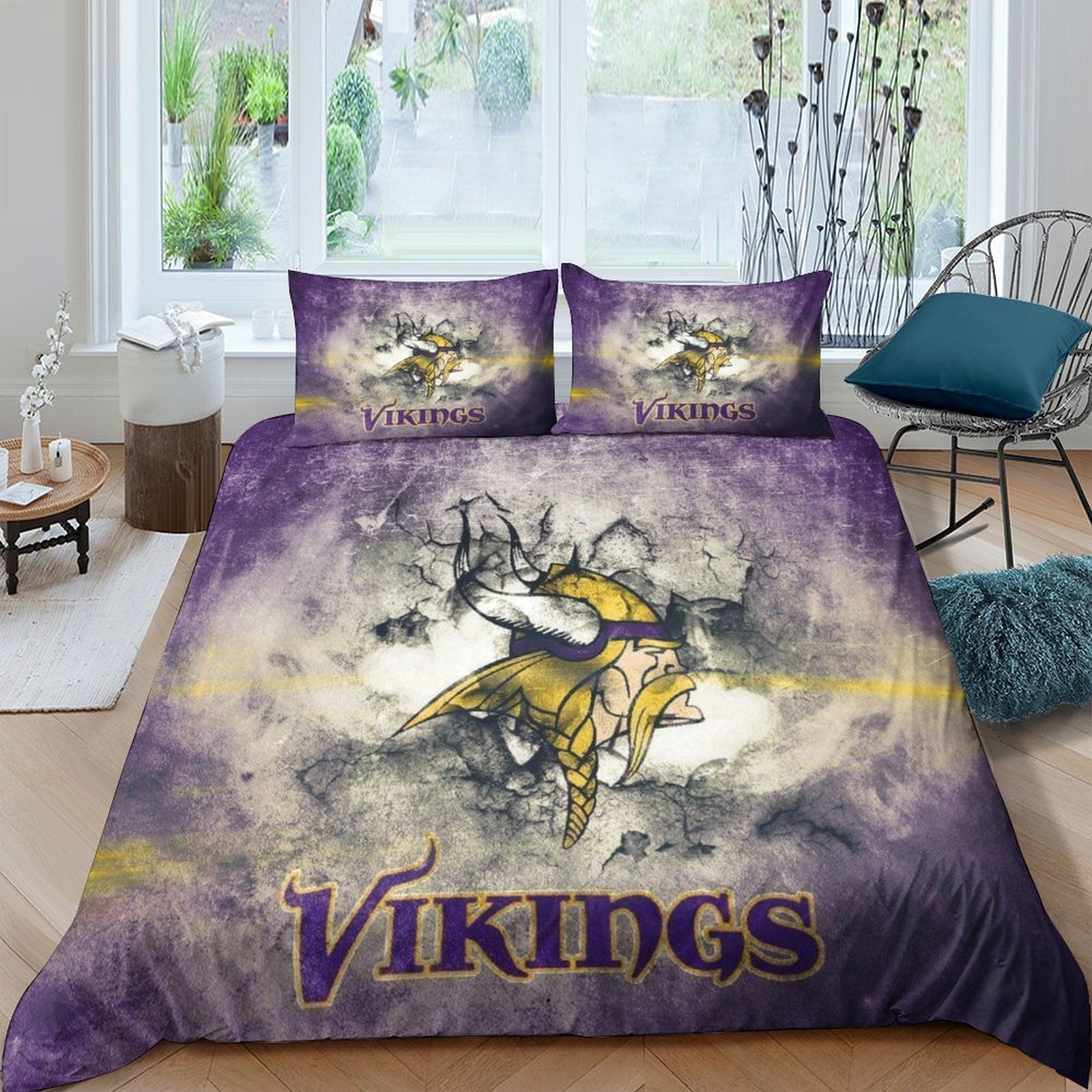 Juego de cama de los Minnesota Vikings, funda de edredón sin relleno