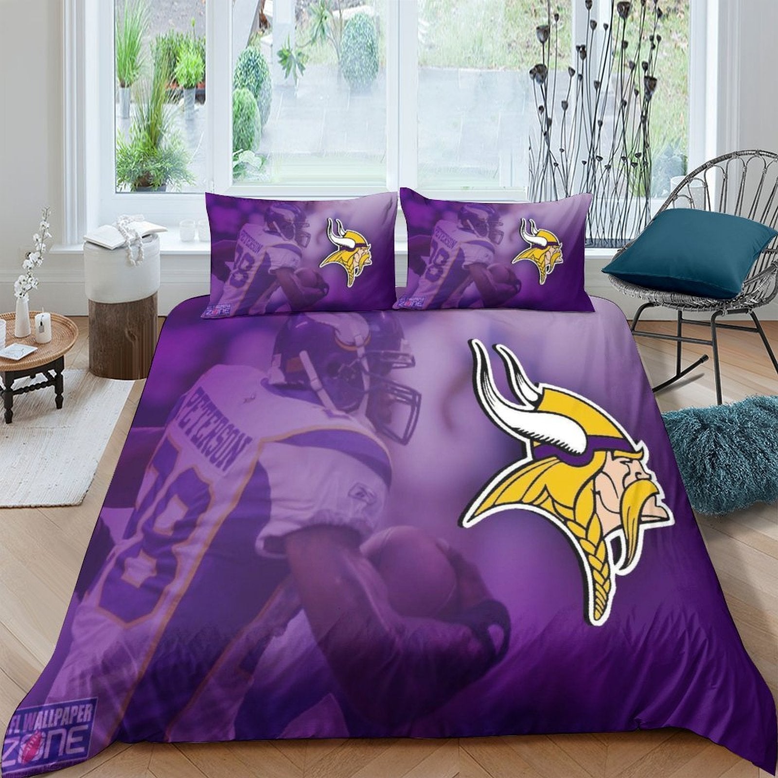 Juego de cama de los Minnesota Vikings, funda de edredón sin relleno