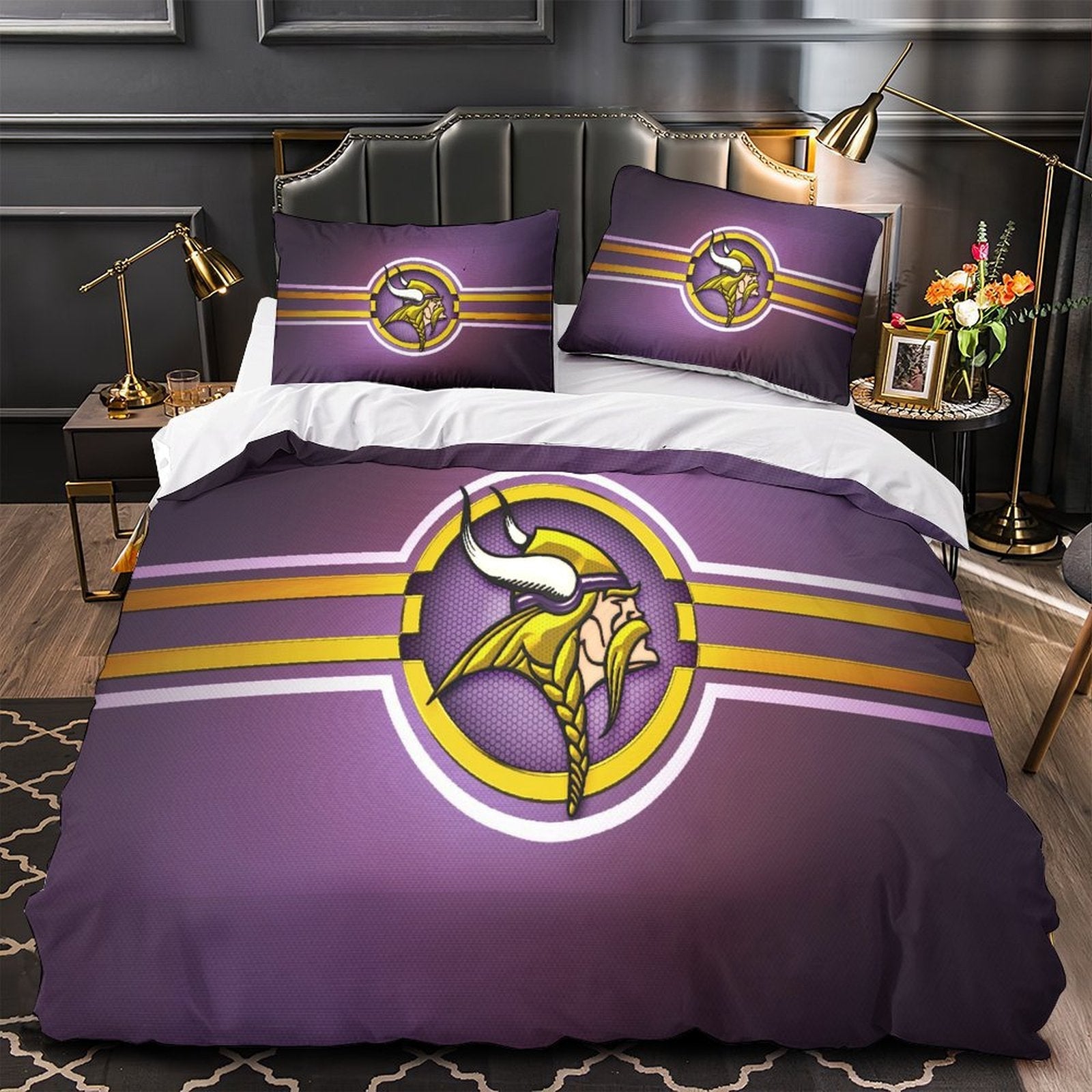 Juego de cama de los Minnesota Vikings, funda de edredón sin relleno