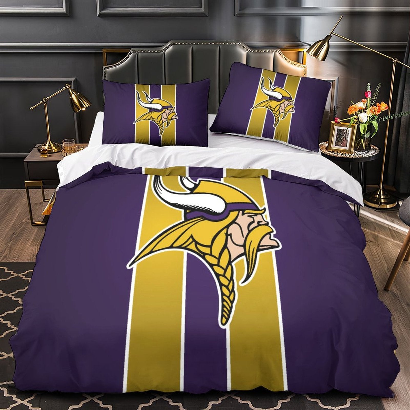 Juego de cama de los Minnesota Vikings, funda de edredón sin relleno