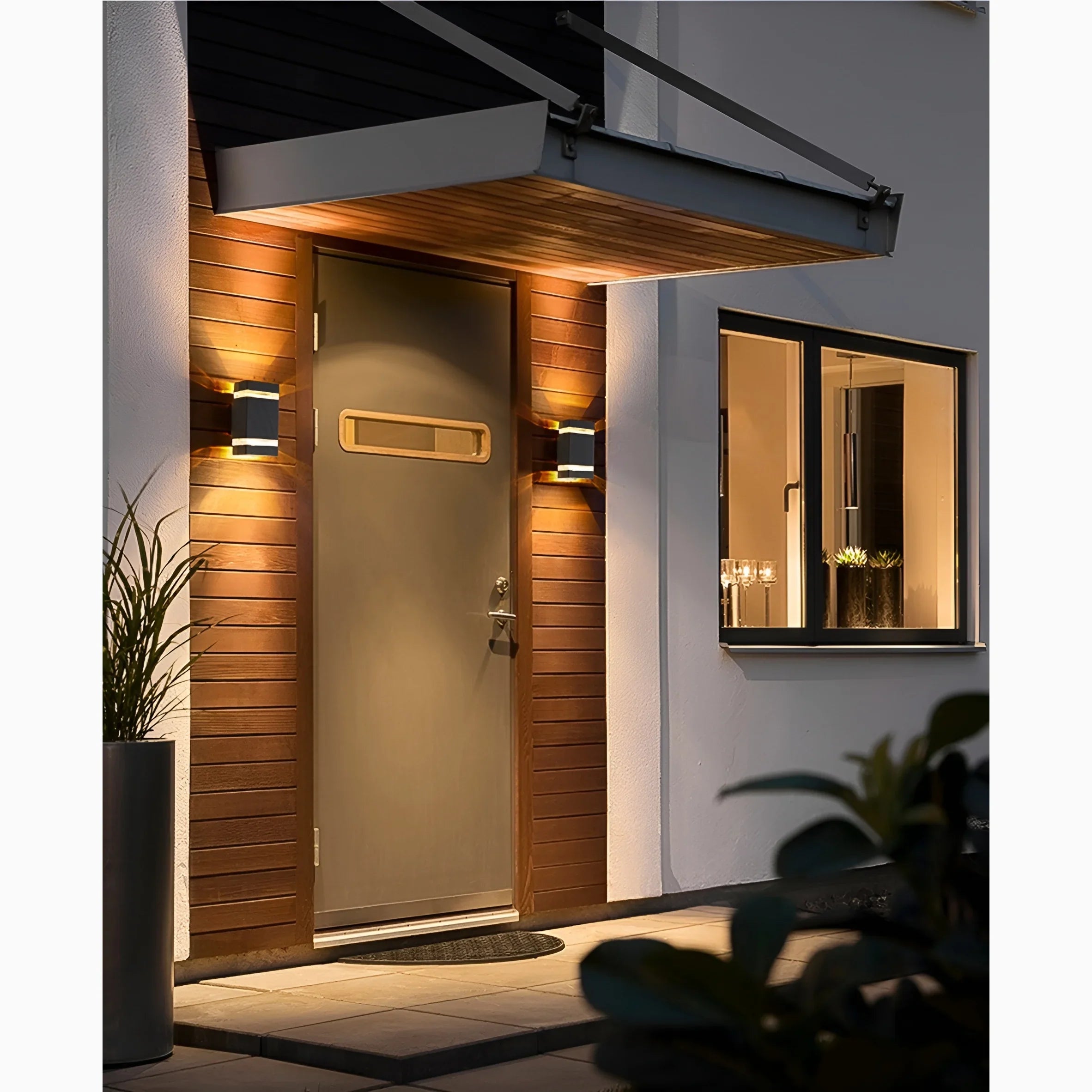 Lámpara de pared LED impermeable de aluminio para exteriores, moderna, de color negro, para villa