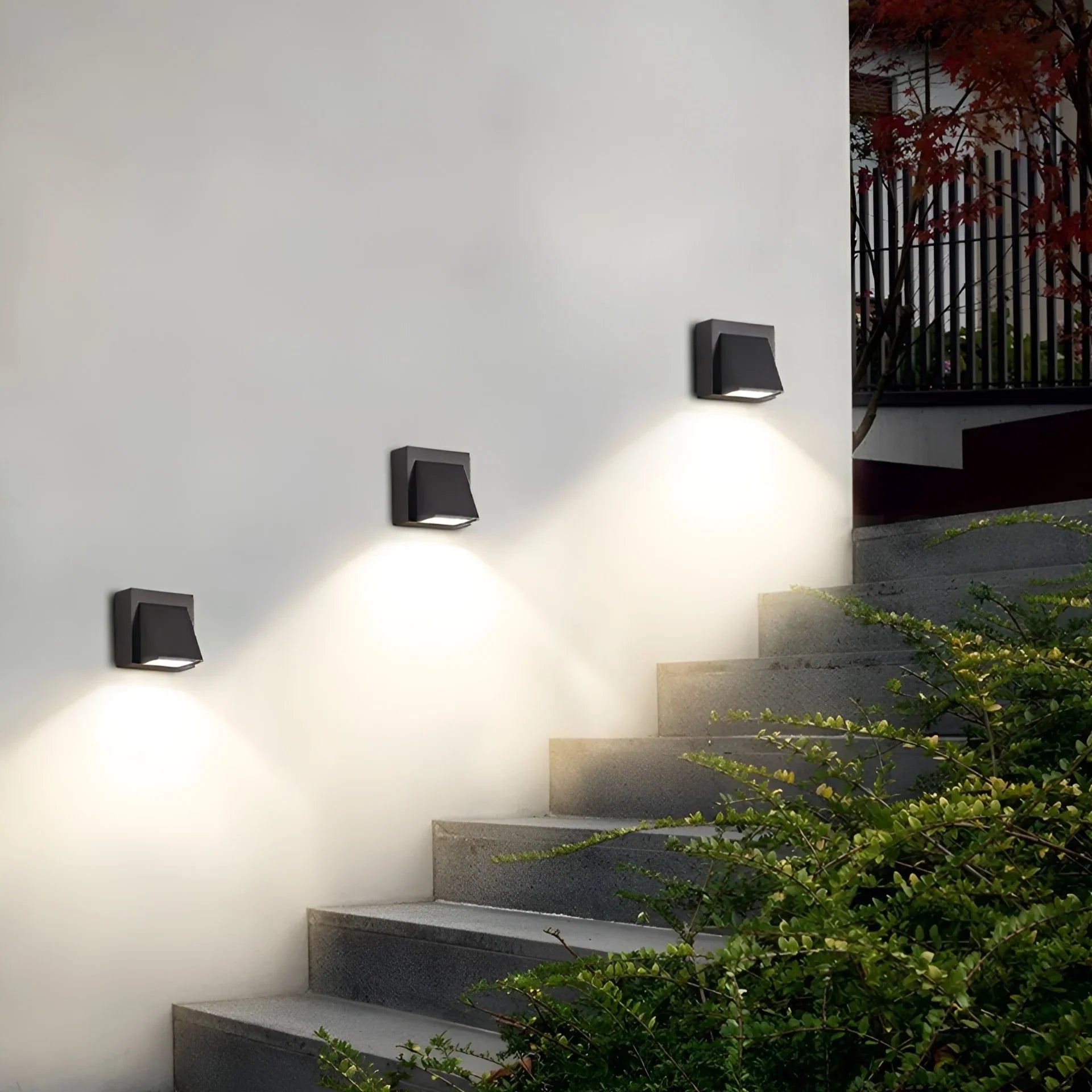 Apliques de pared LED impermeables de aluminio negro moderno para exteriores para jardín y porche