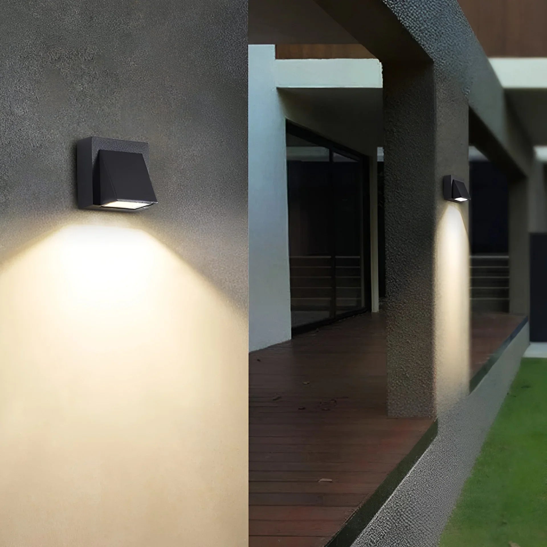 Apliques de pared LED impermeables de aluminio negro moderno para exteriores para jardín y porche