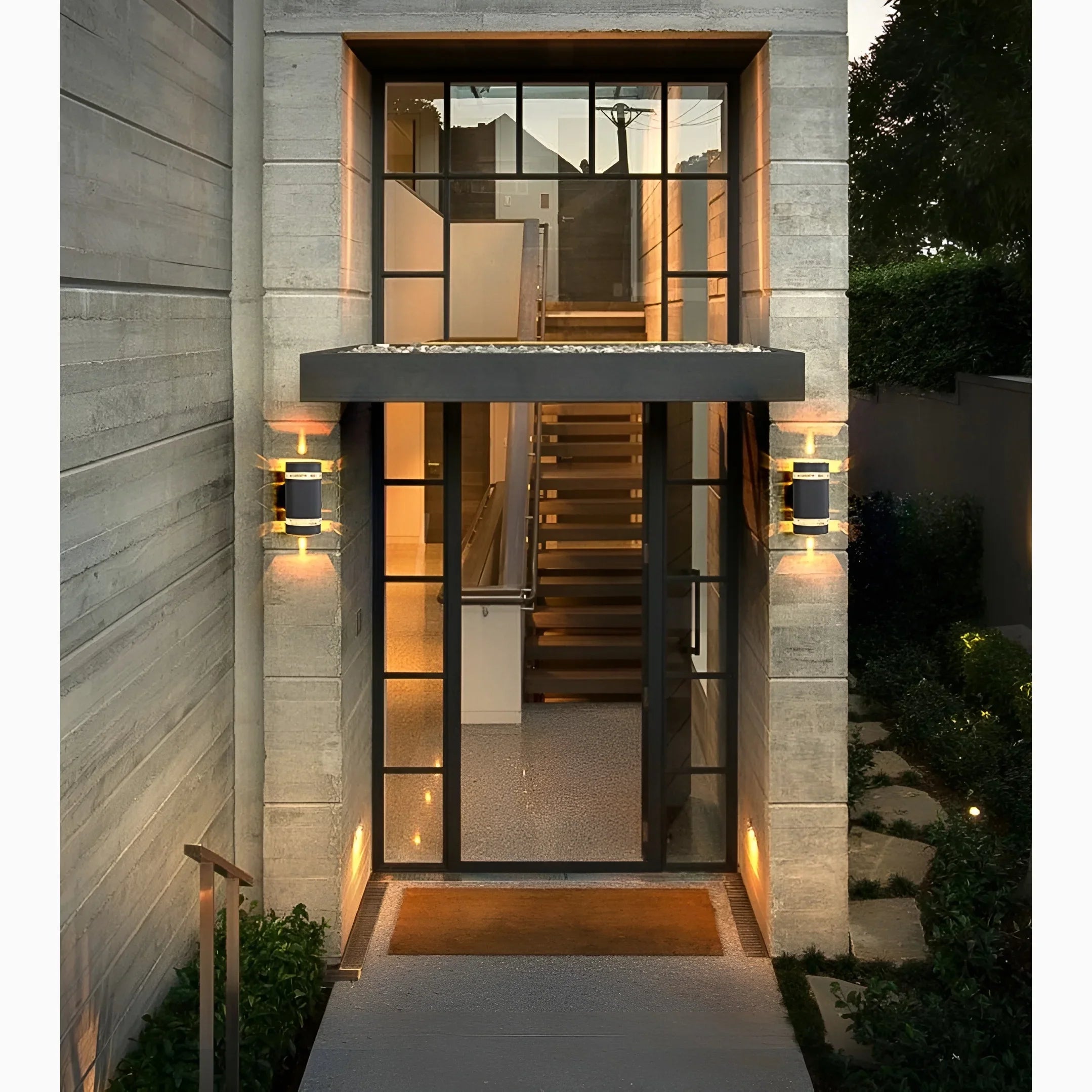 Lámpara de pared LED impermeable de aluminio para exteriores, moderna, de color negro, para villa