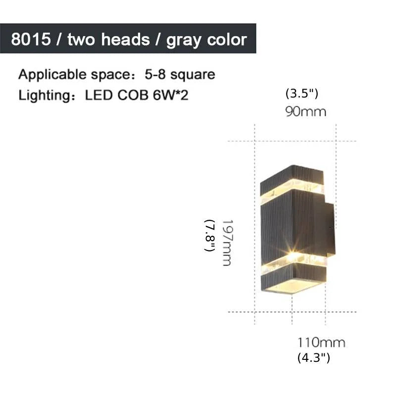 Lámpara de pared LED impermeable de aluminio para exteriores, moderna, de color negro, para villa