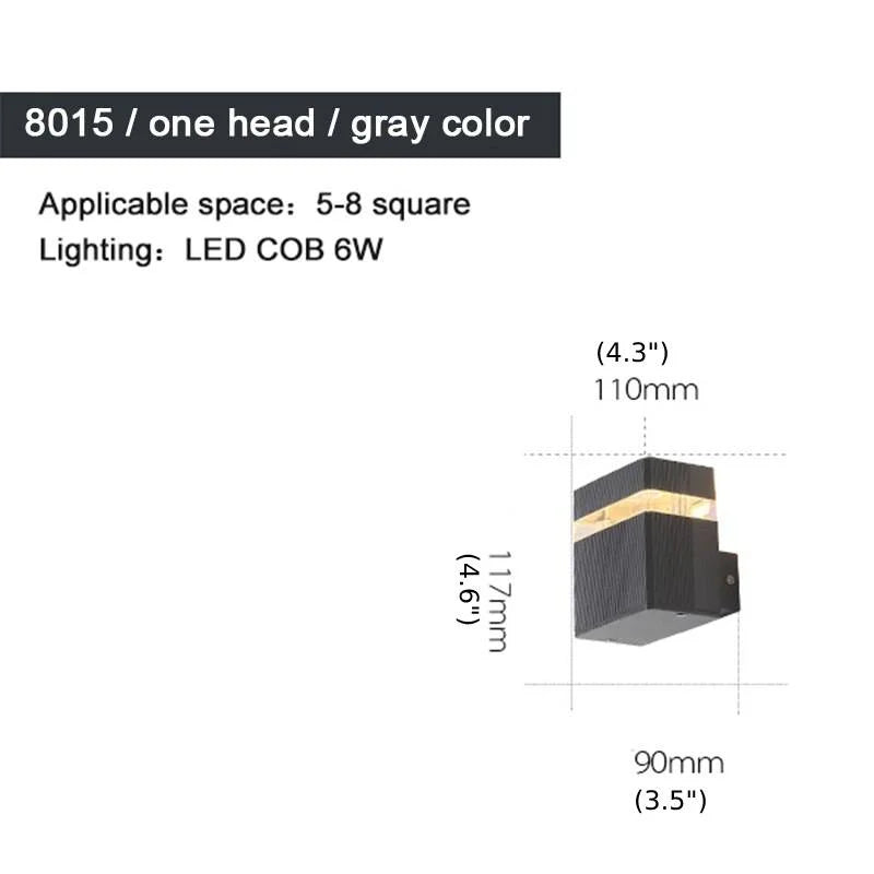 Lámpara de pared LED impermeable de aluminio para exteriores, moderna, de color negro, para villa