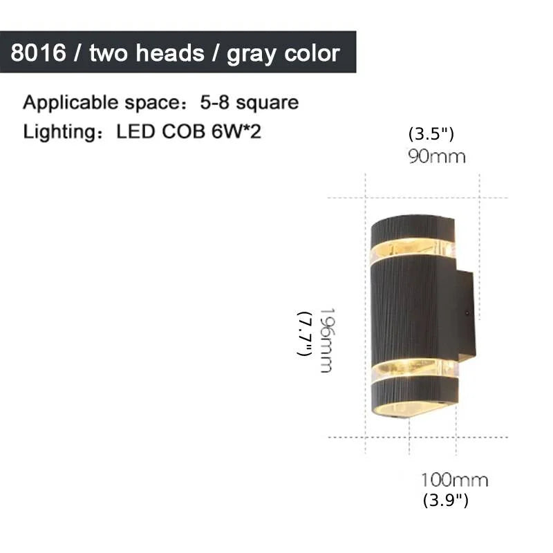Lámpara de pared LED impermeable de aluminio para exteriores, moderna, de color negro, para villa