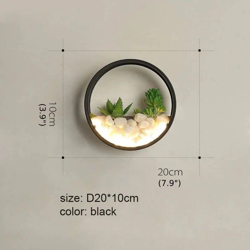 Lámpara de pared LED impermeable para exteriores con diseño de plantas de arte negro moderno para jardín y porche