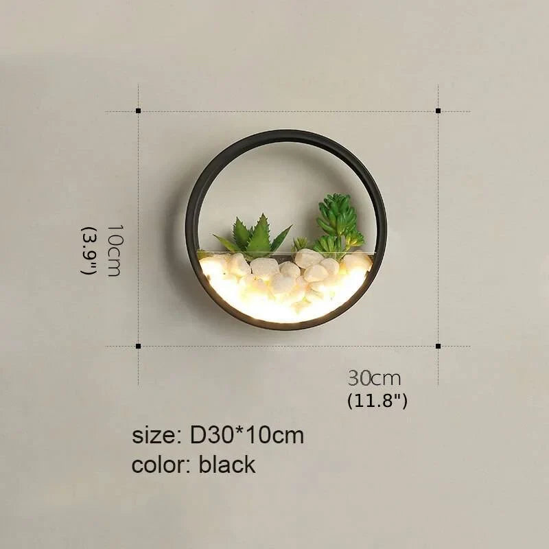 Lámpara de pared LED impermeable para exteriores con diseño de plantas de arte negro moderno para jardín y porche