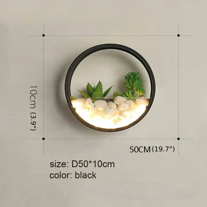 Lámpara de pared LED impermeable para exteriores con diseño de plantas de arte negro moderno para jardín y porche