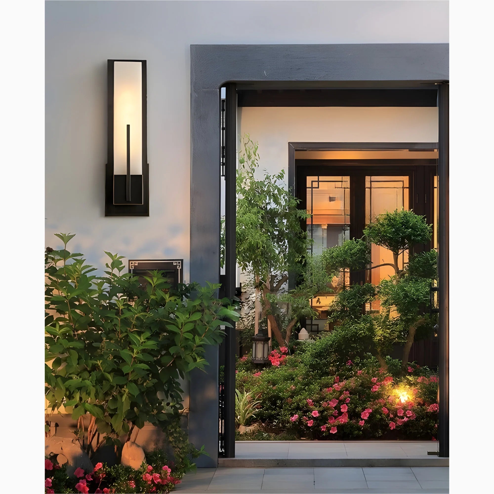 Lámpara de pared LED moderna de cobre negro/dorado para exteriores, resistente al agua, para jardín