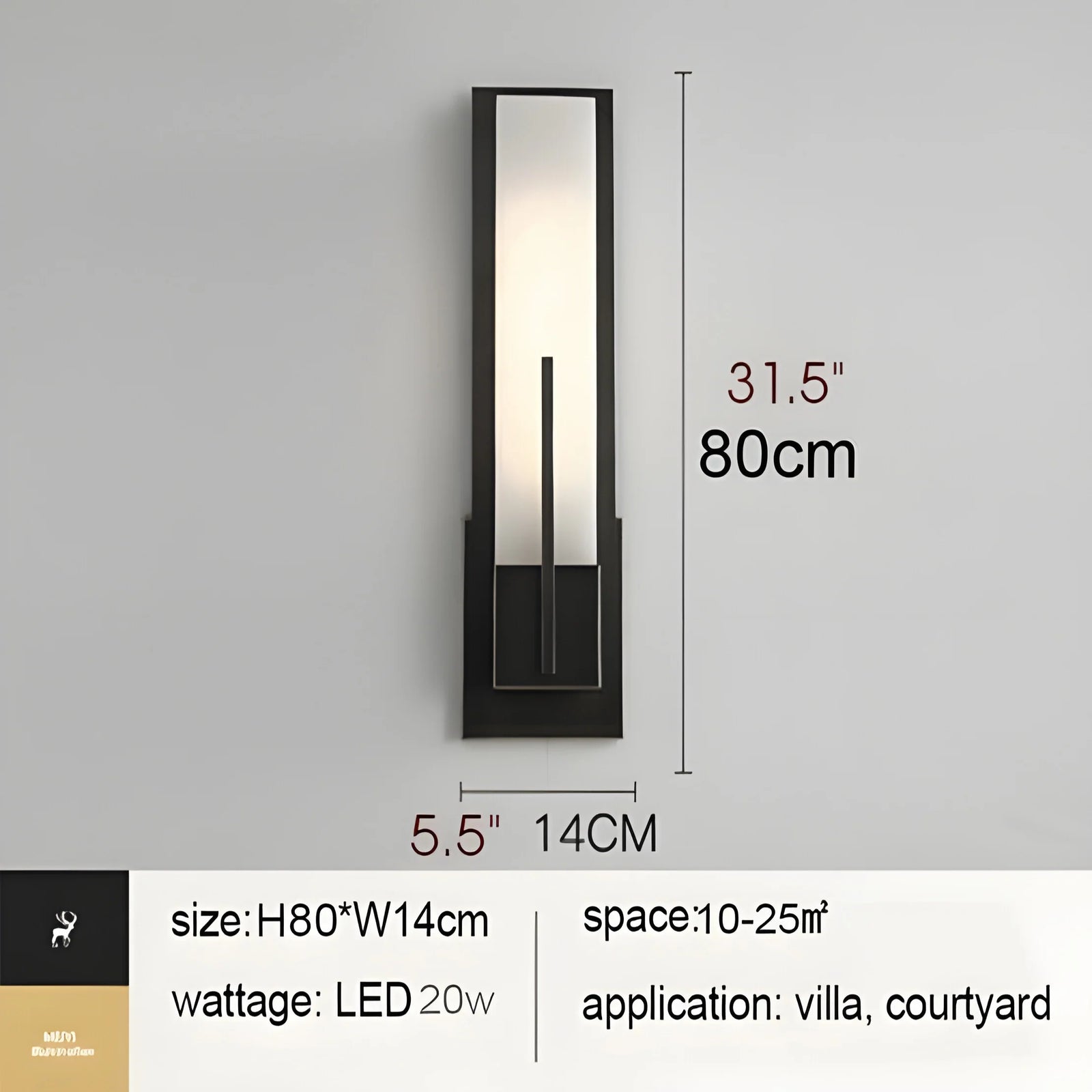 Lámpara de pared LED moderna de cobre negro/dorado para exteriores, resistente al agua, para jardín