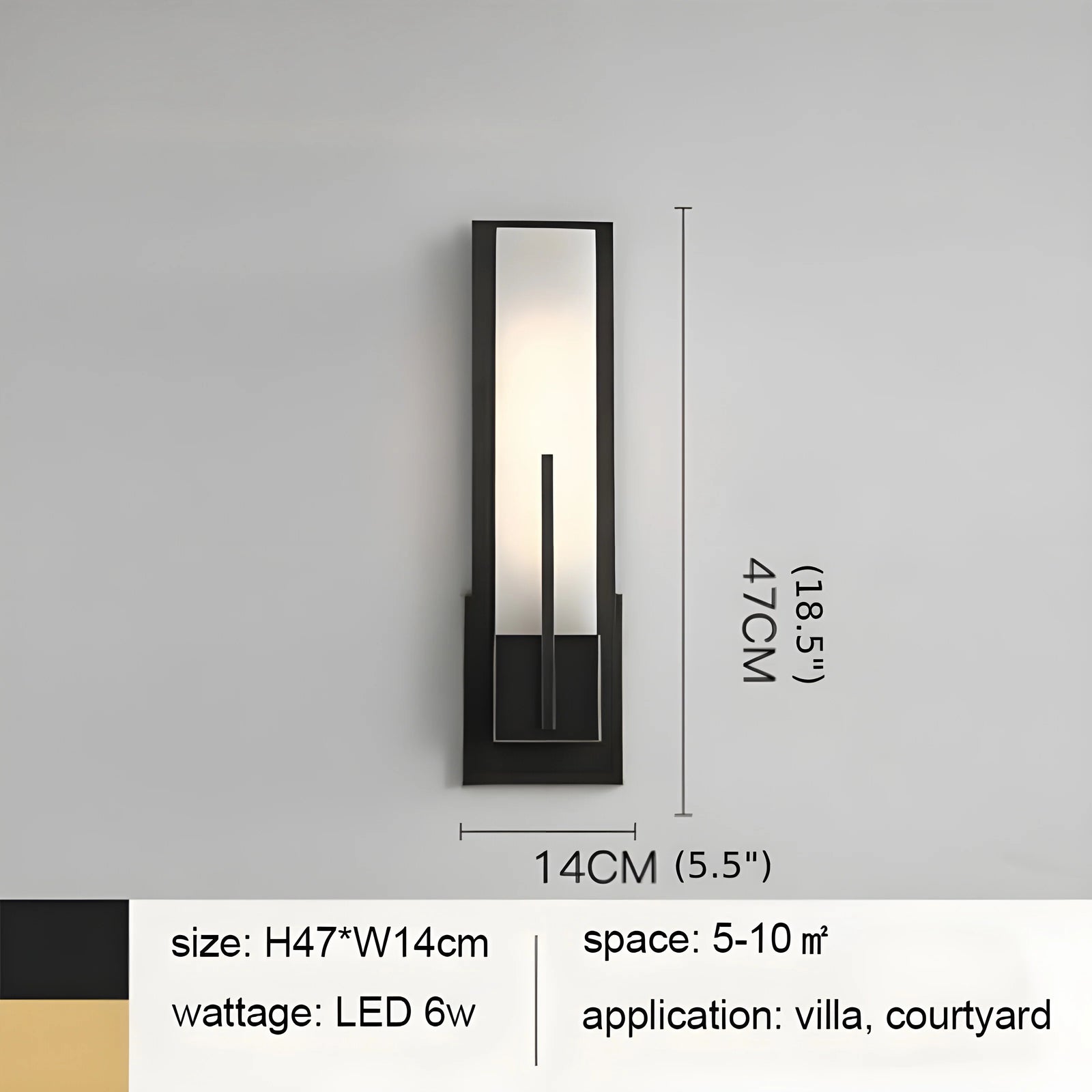 Lámpara de pared LED moderna de cobre negro/dorado para exteriores, resistente al agua, para jardín