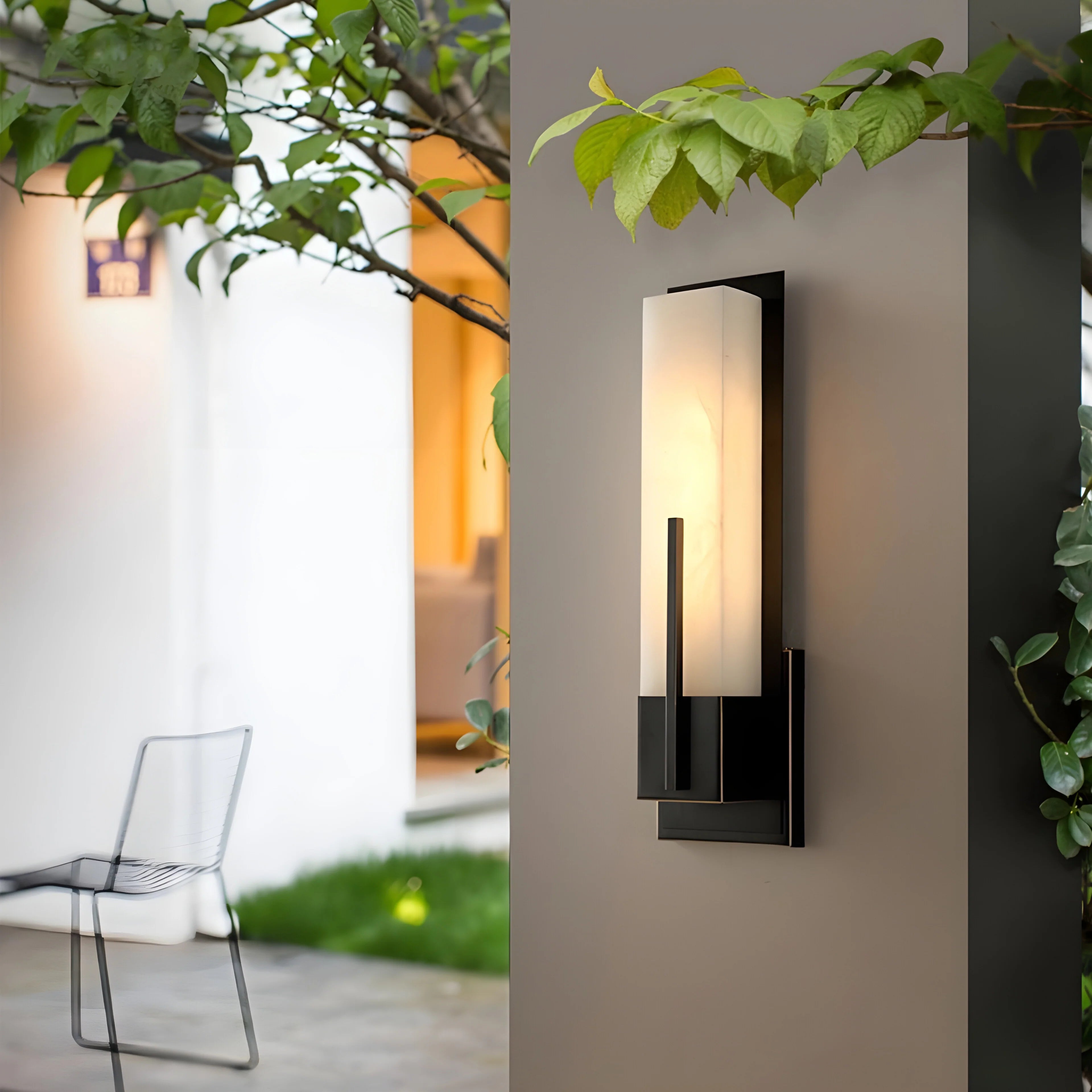 Lámpara de pared LED moderna de cobre negro/dorado para exteriores, resistente al agua, para jardín